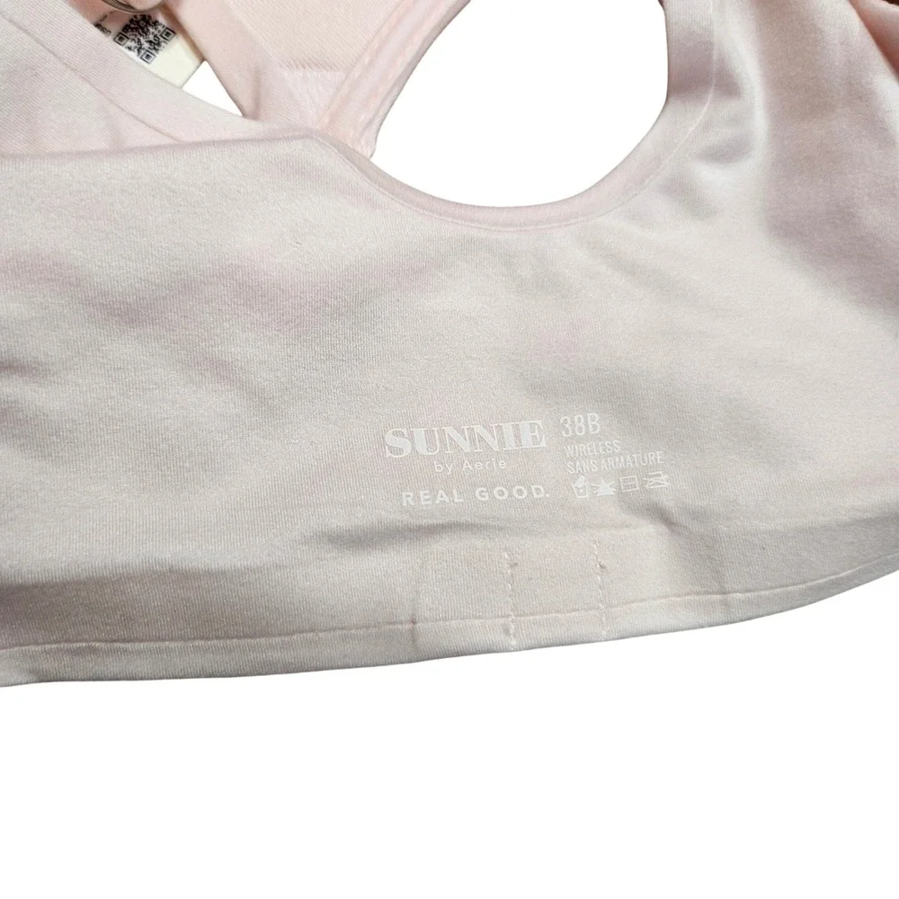 Aerie Sunnie Wireless Bra 38B Pink Padded Adjustable Straps Real Good Comfort